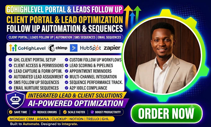 setup gohighlevel client portal leads follow up automation SMS email sequence