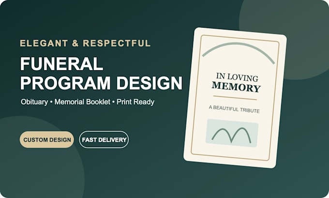 design an elegant funeral program obituary or memorial booklet