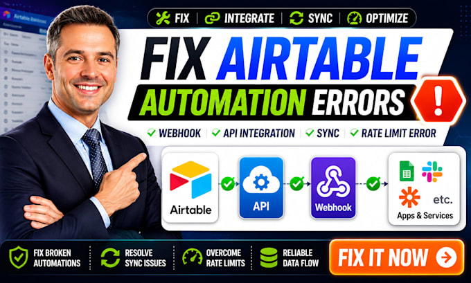 fix airtable webhook API integration broken automation sync rate limit error