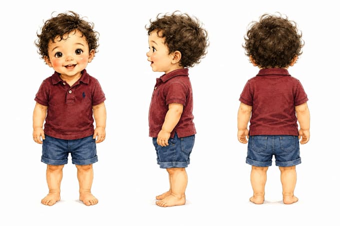 create a professional character turnaround, expression, and pose sheet