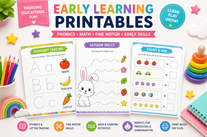 design preschool curriculum worksheets and kindergarten activity workbooks