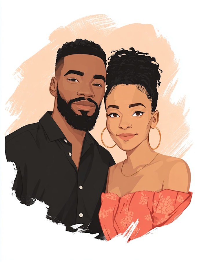 draw couple portrait for wedding illustration