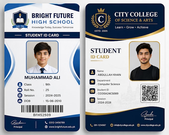 design a professional student id card