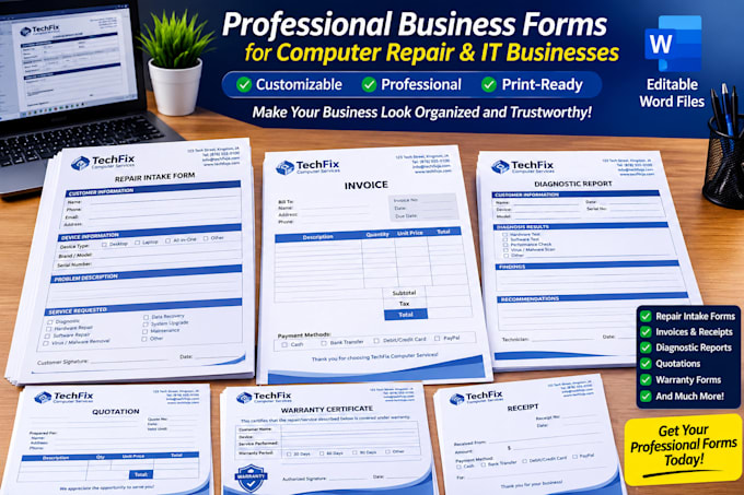 customize computer repair business forms