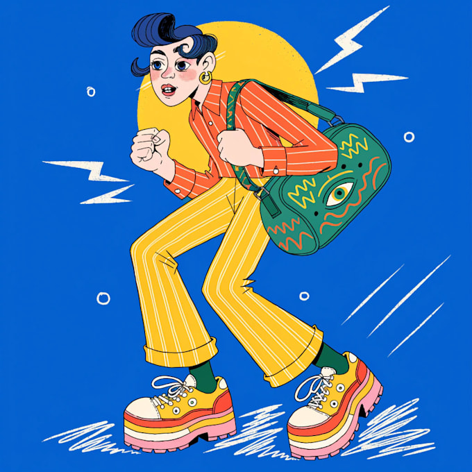draw in comic style and retro colors