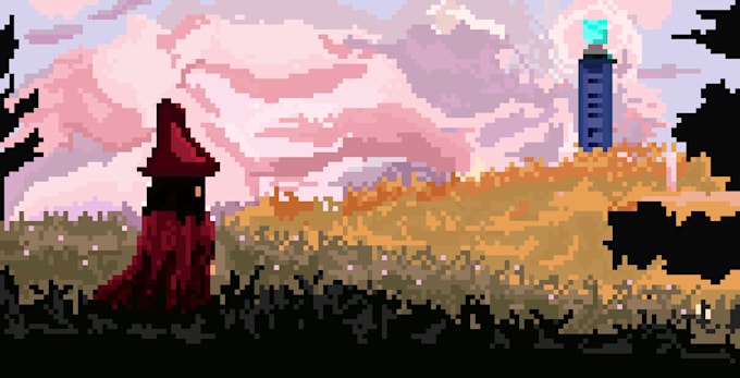 draw pixel art scene and background