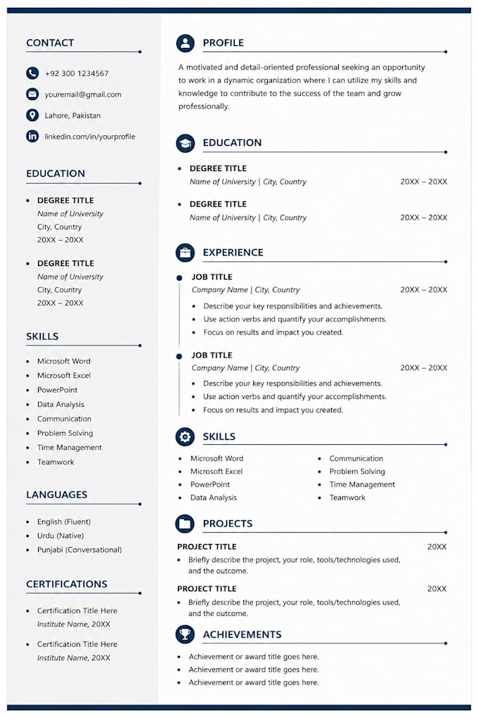 professionally format your resume or CV in microsoft word