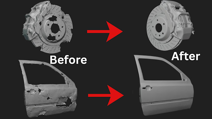 do 3d scan cleanup, fix mesh, repair 3d models, stl file for 3d printing