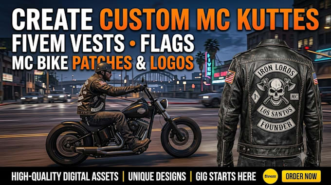 create mc kuttes fivem vest flag mc bike patch kuttes