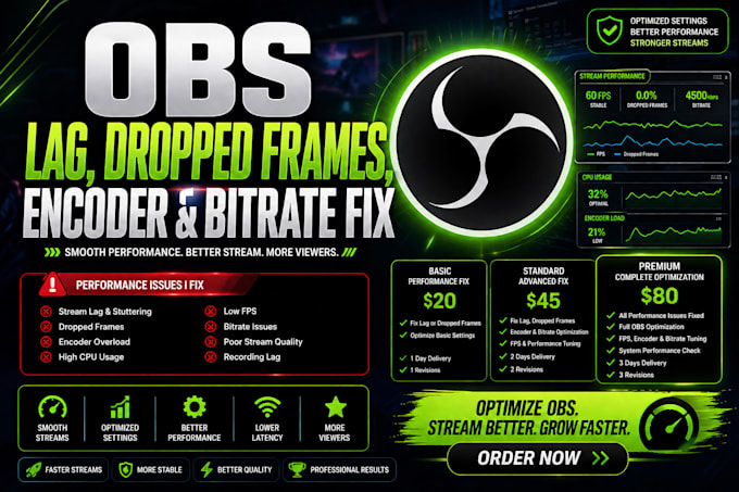 fix obs lag, dropped frames, encoder, and bitrate issues