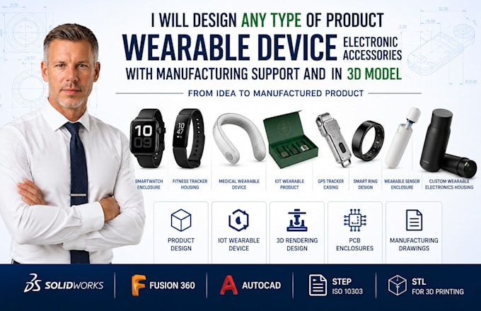 3d product design 3d cadmodel smart wearable enclosure iot electronic prototype