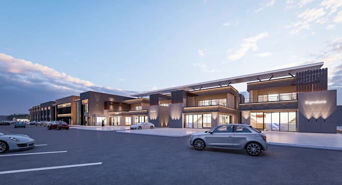 design multi tenant retail store for marketing,retail complex design,mall render