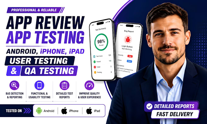 do app review, app testing, android, iphone, ipad user testing, and QA testing