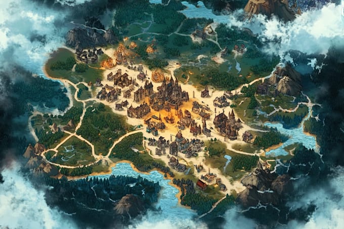 design a professional fantasy or historical map illustration