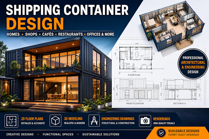 design luxury shipping container homes with floor plans and 3d renderings