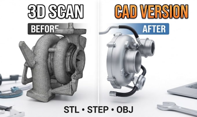 do 3d scan to cad, reverse engineering stl to step and mesh to cad