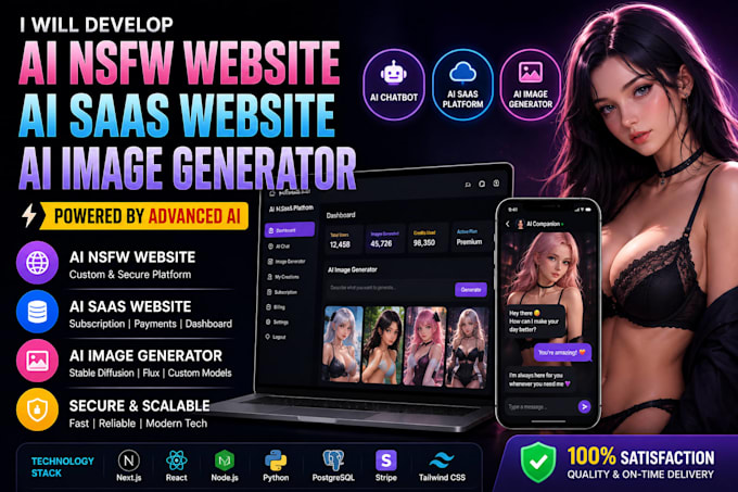 develop ai nsfw website, ai saas website and ai image generator