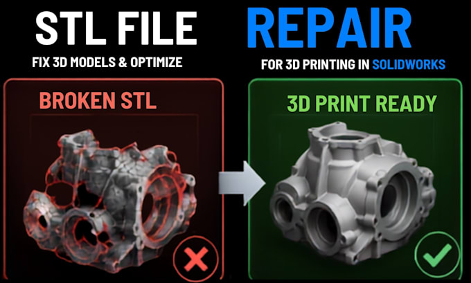 repair stl files, fix 3d models, and optimize for 3d printing in solidworks