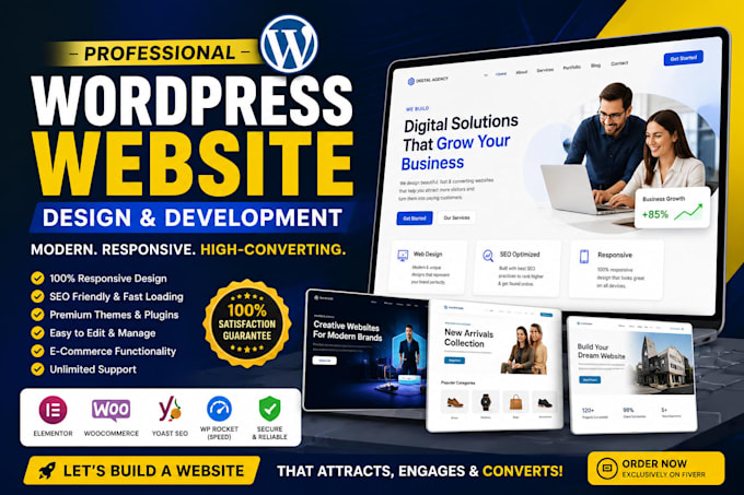 build a professional wordpress website design with elementor development
