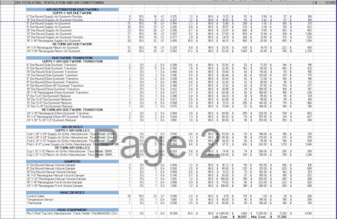 accurate hvac material takeoff and cost estimation
