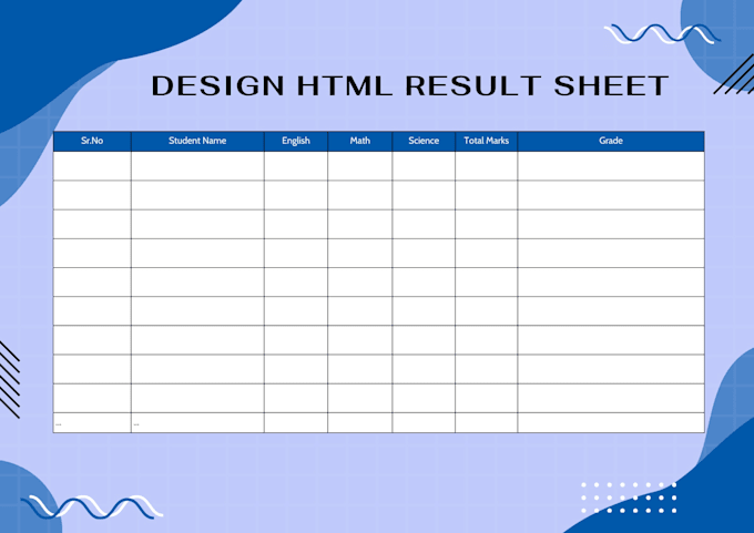 design html result sheet