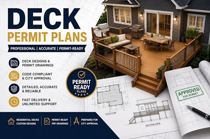design professional deck addition drawing set for the permit