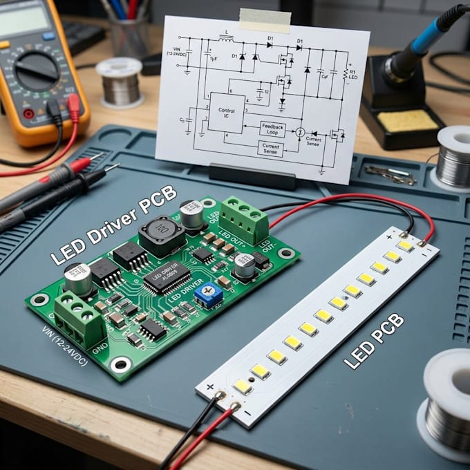 design led driver pcb, led pcb and power electronics circuit