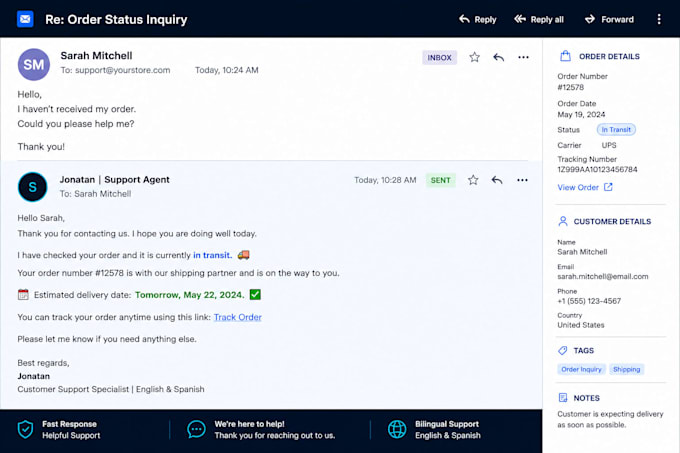 provide professional customer support by email and live chat