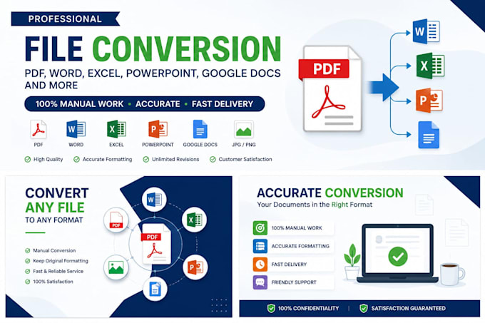 convert PDF to word, excel, powerpoint and google docs manually