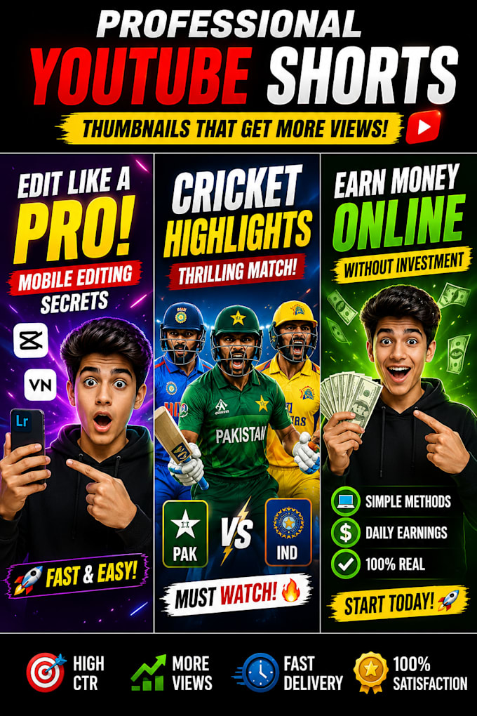 design eye catching youtube shorts thumbnails that increase views