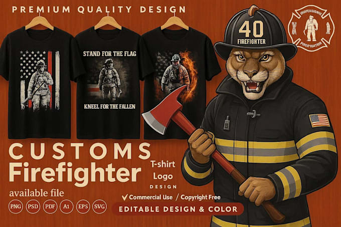 design custom firefighter t shirt design