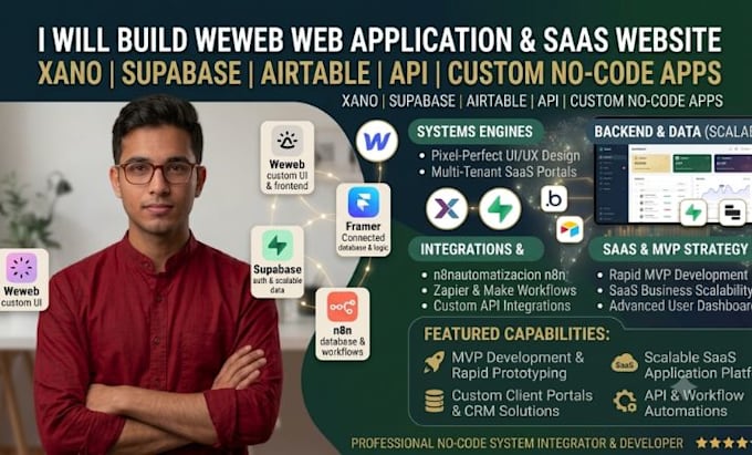 build weweb web application saas website xano supabase airtable API custom web