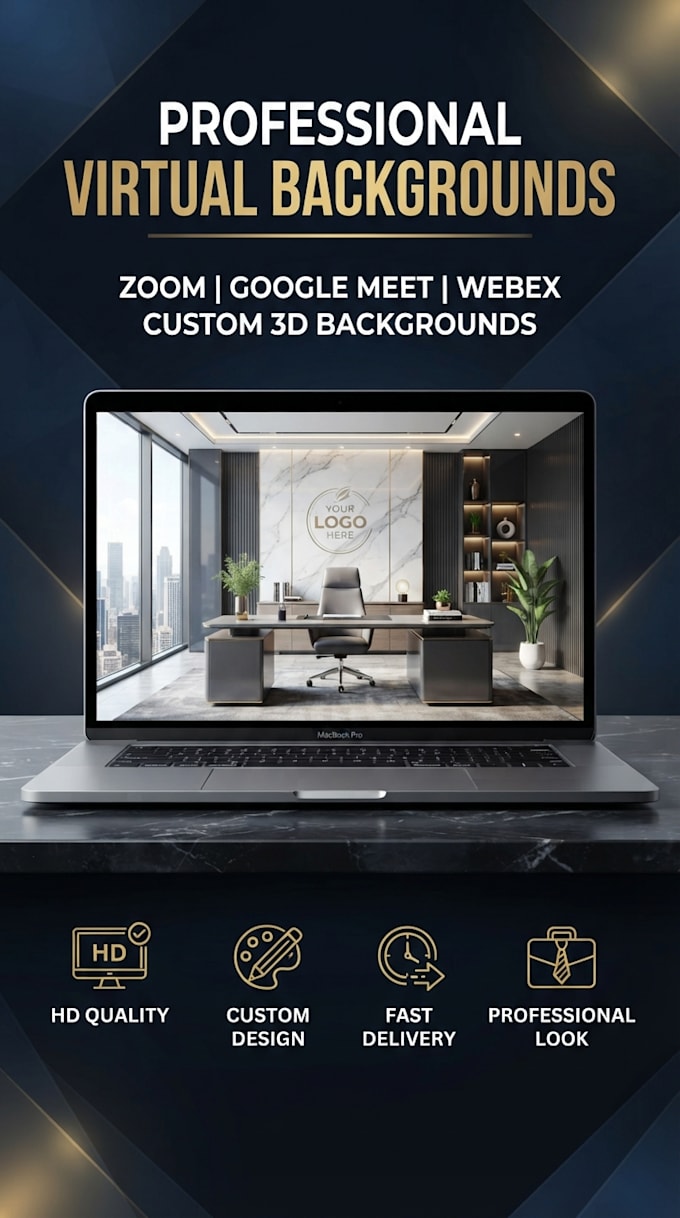 design zoom virtual background with your logo in 3d look