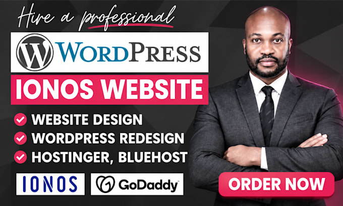 design or redesign wordpress website on hostinger, godaddy, ionos, bluehost
