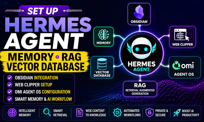 set up hermes agent memory rag vector database obsidian web clipper omi agent os