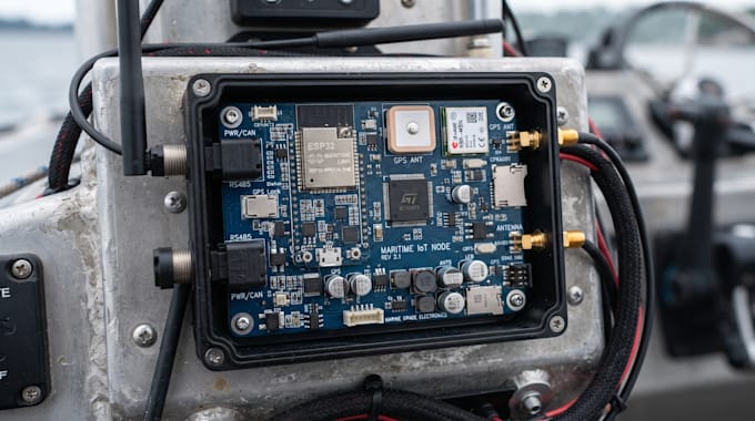 design marine iot pcb with esp32, stm32 and gps integration