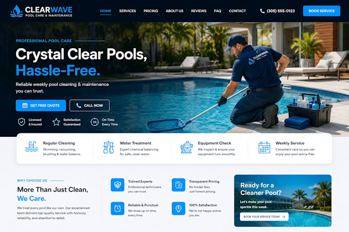 design wix pool cleaning website garage door repair website locksmith website
