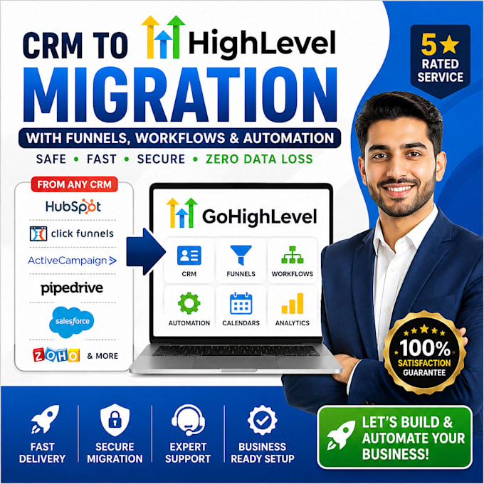 migrate your CRM to gohighlevel with funnels, workflows and automation