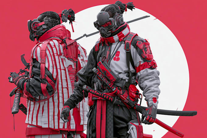 cyberpunk samurai street warrior