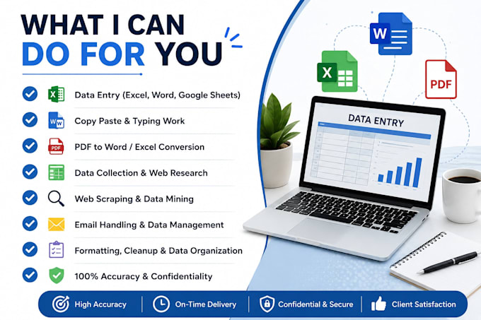 do ms word, ms excel, powerpoint and data entry work