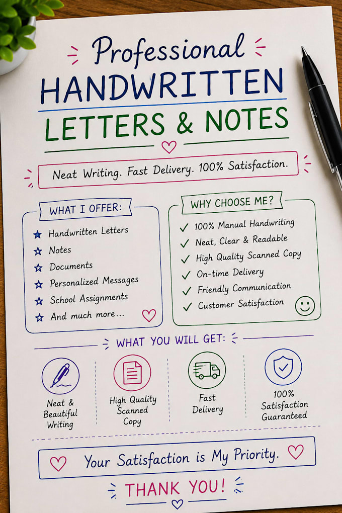 write handwritten letters professionally