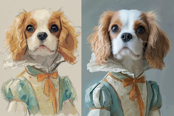 drawing a pet portrait into cartoon disney