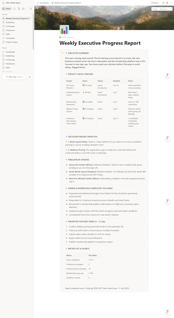 be your executive virtual assistant for inbox and project management