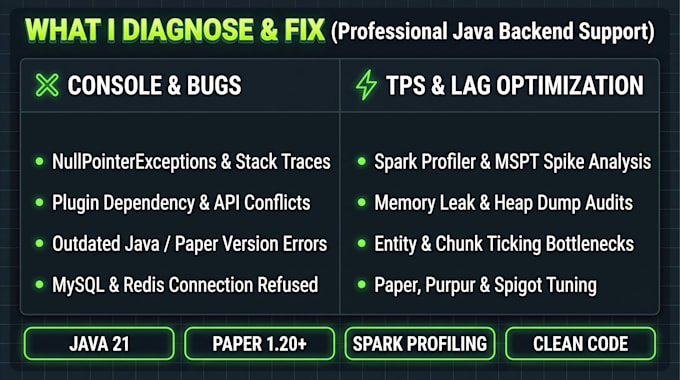 fix minecraft server bugs, console errors, and paper tps lag issues using spark