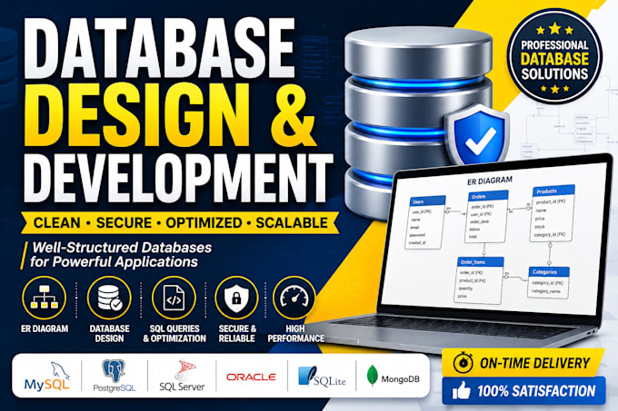 design and develop mysql,sql server, postgresql and oracle databases