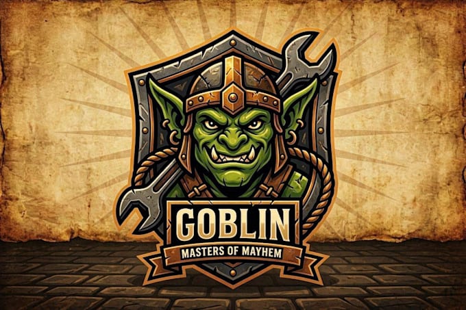 do amazing war craft goblin mascot logo design