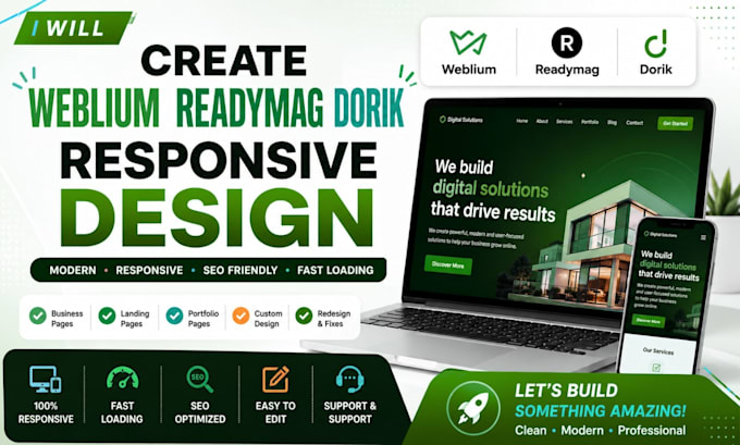 create weblium readymag dorik responsive website design, redesign site123