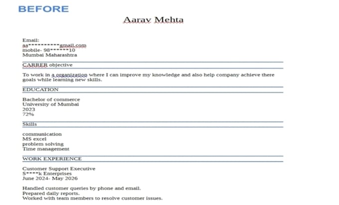 professionally format your resume or CV
