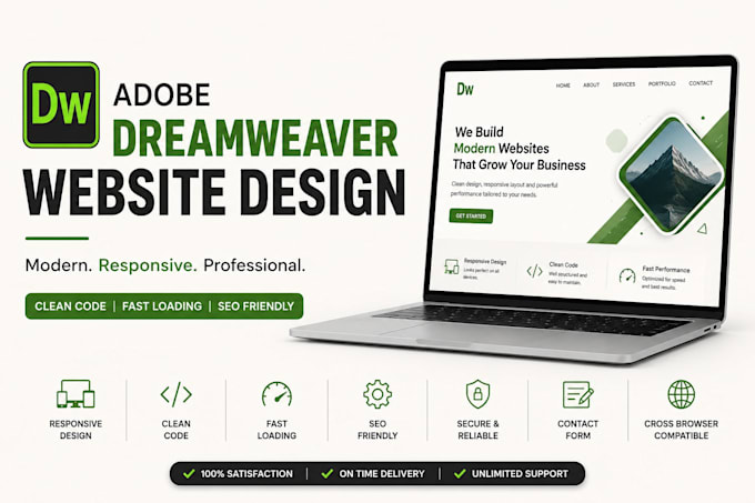 build responsive adobe dreamweaver website SEO friendly from scratch fix errors