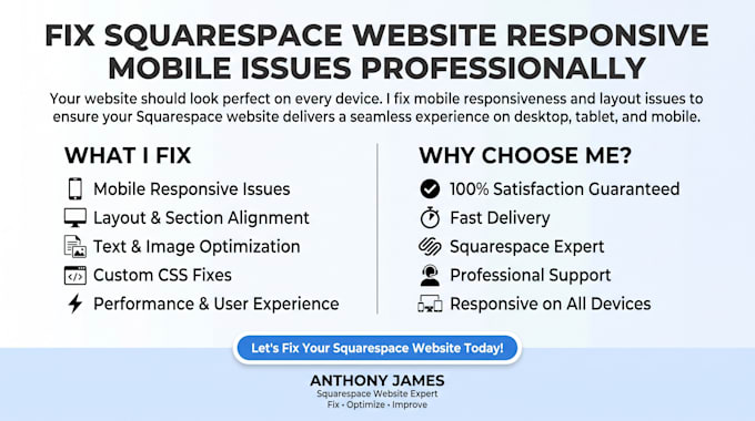 fix squarespace website responsive mobile issues professionally